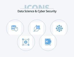 Data Science And Cyber Security Blue Icon Pack 5 Icon Design. machine. design. shield. cuboid. d vector