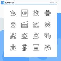 16 User Interface Outline Pack of modern Signs and Symbols of money business clown world global Editable Vector Design Elements