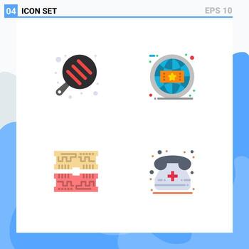Pictogram Set of 4 Simple Flat Icons of camping computer brand online call Editable Vector Design Elements