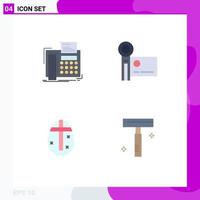 Modern Set of 4 Flat Icons and symbols such as fax video camera telefax digital camera egg Editable Vector Design Elements