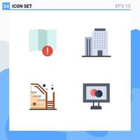 Pictogram Set of 4 Simple Flat Icons of alert up building home medical Editable Vector Design Elements