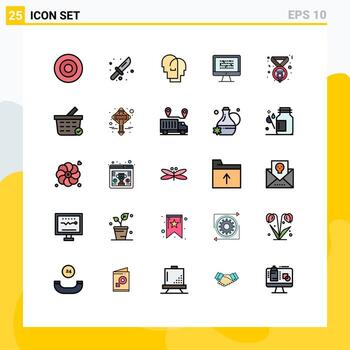 25 Thematic Vector Filled line Flat Colors and Editable Symbols of problem encryption hat ddos graphy Editable Vector Design Elements