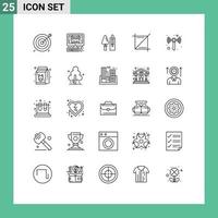 Group of 25 Lines Signs and Symbols for technology phone trowel media tool Editable Vector Design Elements