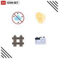 User Interface Pack of 4 Basic Flat Icons of cloudless gardening hat feelings camera Editable Vector Design Elements