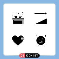 4 Thematic Vector Solid Glyphs and Editable Symbols of coffee love education sort favorite Editable Vector Design Elements
