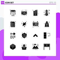 Set of 16 Modern UI Icons Symbols Signs for file checkout cigarette check temperature Editable Vector Design Elements