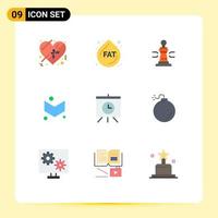 Flat Color Pack of 9 Universal Symbols of bomb presentation player board down Editable Vector Design Elements