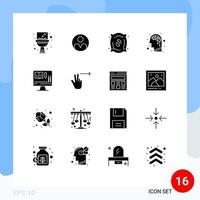 16 Universal Solid Glyphs Set for Web and Mobile Applications education monitor agriculture intelligence artificial Editable Vector Design Elements