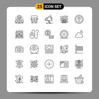 Universal Icon Symbols Group of 25 Modern Lines of gps kitchen digital shopping cart Editable Vector Design Elements