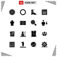 Group of 16 Solid Glyphs Signs and Symbols for field user amplifier person portable Editable Vector Design Elements