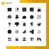 Solid Glyph Pack of 25 Universal Symbols of web up internet thumbs error Editable Vector Design Elements