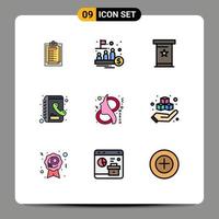 Set of 9 Modern UI Icons Symbols Signs for eight phone book trade contacts presentation Editable Vector Design Elements