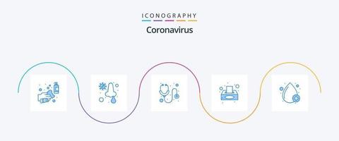 paquete de iconos coronavirus blue 5 que incluye caja de pañuelos. servilleta. nariz. caja. médico vector