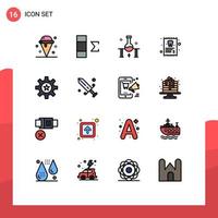 Set of 16 Modern UI Icons Symbols Signs for hr report laboratory medical science lab Editable Creative Vector Design Elements