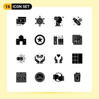 Modern Set of 16 Solid Glyphs and symbols such as storage drive games personal man Editable Vector Design Elements