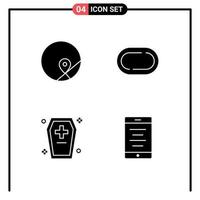 Universal Icon Symbols Group of 4 Modern Solid Glyphs of basic dreadful map track horrible Editable Vector Design Elements