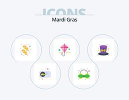 mardi gras flat icon pack 5 diseño de iconos. sombrero. celebracion. caligrafía. primavera. cometa vector