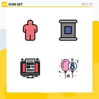 4 Creative Icons Modern Signs and Symbols of man screen canned computer celebration Editable Vector Design Elements