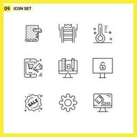 Modern Set of 9 Outlines Pictograph of discount mobile tool promotion sunny Editable Vector Design Elements