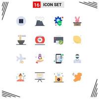 Set of 16 Vector Flat Colors on Grid for food holiday development easter bascket Editable Pack of Creative Vector Design Elements