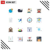 User Interface Pack of 16 Basic Flat Colors of document security panzer protection soccer Editable Pack of Creative Vector Design Elements