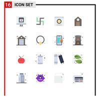 Set of 16 Modern UI Icons Symbols Signs for building school bubble learn support Editable Pack of Creative Vector Design Elements