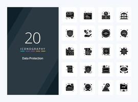 20 Data Protection Solid Glyph icon for presentation vector