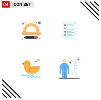 Set of 4 Commercial Flat Icons pack for education testing checklist list river Editable Vector Design Elements