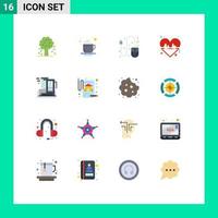 16 Universal Flat Color Signs Symbols of building love tea place line beat Editable Pack of Creative Vector Design Elements