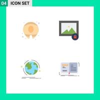 Stock Vector Icon Pack of 4 Line Signs and Symbols for summer connection image globe author Editable Vector Design Elements