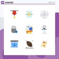 Group of 9 Modern Flat Colors Set for content hardware arrow gadget computers Editable Vector Design Elements