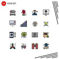 Editable Vector Line Pack of 16 Simple Flat Color Filled Lines of ac online plent learning education Editable Creative Vector Design Elements