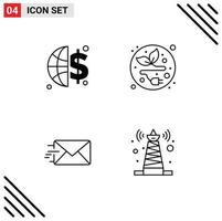 paquete de iconos de vector de stock de 4 signos y símbolos de línea para señales de finanzas torre de correo electrónico de energía alternativa elementos de diseño de vector editables