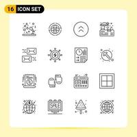User Interface Pack of 16 Basic Outlines of communication swimming connect park up Editable Vector Design Elements
