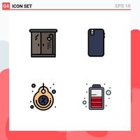 4 Universal Filledline Flat Colors Set for Web and Mobile Applications home label phone android tag Editable Vector Design Elements