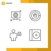 User Interface Pack of 4 Basic Filledline Flat Colors of computer avatar gear data camera Editable Vector Design Elements