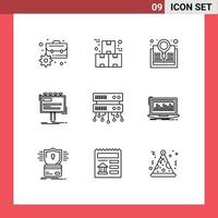 9 iconos creativos signos y símbolos modernos de producción de publicidad promocional búsqueda de anuncios elementos de diseño vectorial editables vector