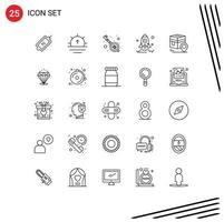 25 líneas universales establecidas para aplicaciones web y móviles pin khana india cohete negocio elementos de diseño vectorial editables vector