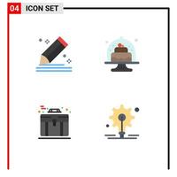 Group of 4 Modern Flat Icons Set for compose dish sketch baking bag Editable Vector Design Elements