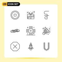 9 Creative Icons Modern Signs and Symbols of fitness universe coin system astronomy Editable Vector Design Elements