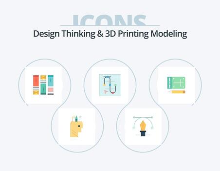 Design Thinking And D Printing Modeling Flat Icon Pack 5 Icon Design. mobile. wireframing. vector. mouse vector