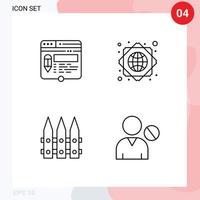 Universal Icon Symbols Group of 4 Modern Filledline Flat Colors of edit garden website global network spring Editable Vector Design Elements