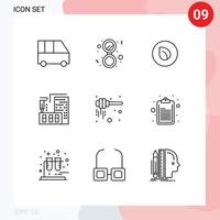 Stock Vector Icon Pack of 9 Line Signs and Symbols for honey home peer coin fabrication architecture Editable Vector Design Elements