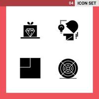 Set of 4 Modern UI Icons Symbols Signs for diamond scale rate head filament Editable Vector Design Elements