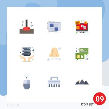 Pictogram Set of 9 Simple Flat Colors of health air chat shared internet hosting Editable Vector Design Elements