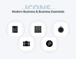 negocios modernos y elementos esenciales de negocios glifo icono paquete 5 diseño de iconos. favorito. libro. negocio. marcador. grafico vector