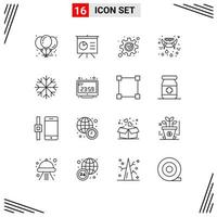 Set of 16 Modern UI Icons Symbols Signs for snowflakes frost fix vampire holidays Editable Vector Design Elements