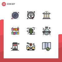 Set of 9 Modern UI Icons Symbols Signs for leaf autumn university party celebration Editable Vector Design Elements