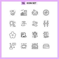 16 Universal Outlines Set for Web and Mobile Applications arrows zoom king search location Editable Vector Design Elements