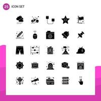 Stock Vector Icon Pack of 25 Line Signs and Symbols for flag star computers media hardware Editable Vector Design Elements